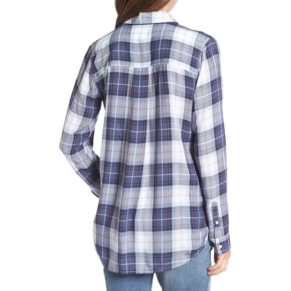 Treasure & Bond Classic Plaid Shirt Blue Small - Picture 2 of 11